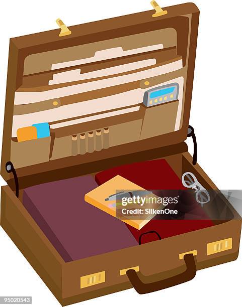 cartoon image of a briefcase opening - briefcase stock illustrations