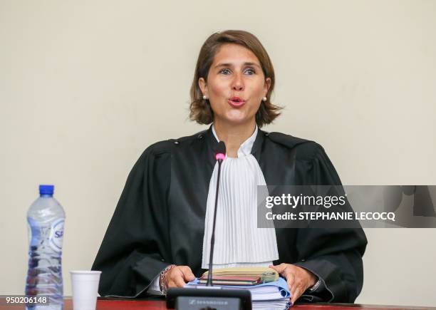 Chairwoman of the court Marie-France Keutgen speaks during the last day of trial of the prime suspect in the November 2015 Paris attacks Salah...