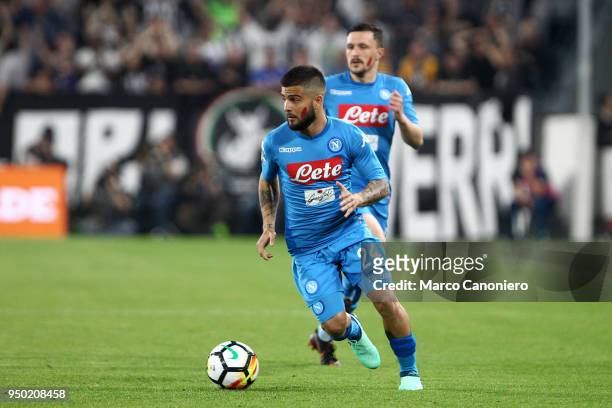 Lorenzo Insigne of Ssc Napoli in action during the Serie A football match between Juventus Fc and Ssc Napoli. Ssc Napoli wins 1-0 over Juventus Fc.