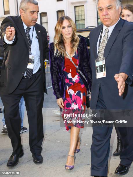 Actress Sarah Jessica Parker is seen arriving to the screening of 'To Dust' during the 2018 Tribeca Film Festival at SVA Theatre on April 22, 2018 in...