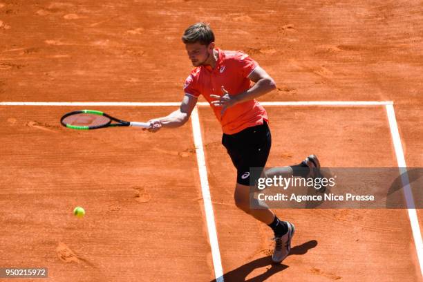 David Goffin of Belgium during the Monte Carlo Rolex Masters 1000 at Monte Carlo on April 20, 2018 in Monaco, Monaco.