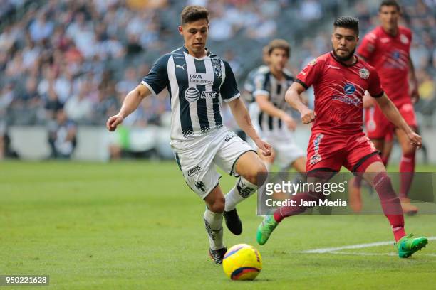 Arturo Gonzalez of Monterrey tries to control the ball during the 16th round match between Monterrey and Lobos BUAP as part of the Torneo Clausura...