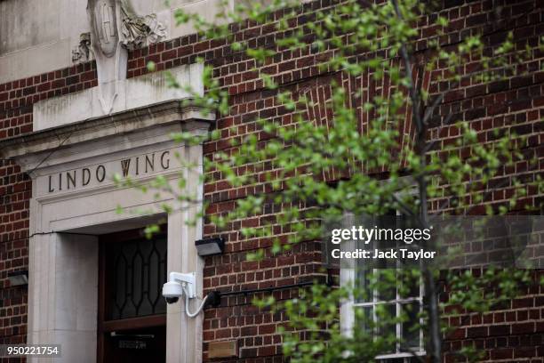 The outside of the Lindo Wing of St Mary's Hospital is pictured ahead of the birth of the Duke & Duchess of Cambridge's third child on April 23, 2018...