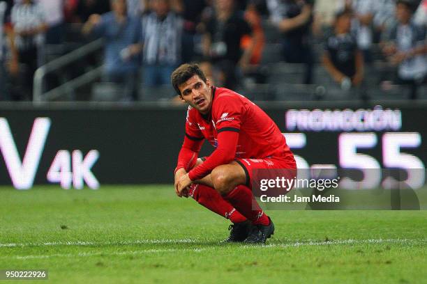 Carlos Trevino of Lobos BUAP looks dejectede after his team was relegated to second division in the 16th round match between Monterrey and Lobos BUAP...