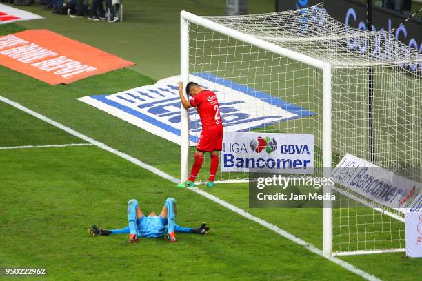 Players of Lobos BUAP look dejected after being relegated to second division in the 16th round match between Monerrey and Lobos BUAP as part of the...