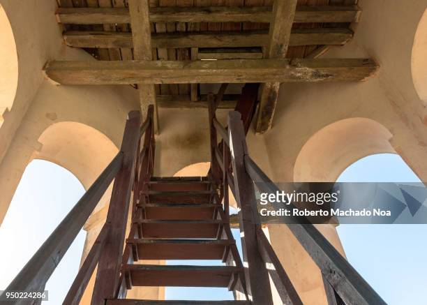 Manaca Iznaga Tower interior architectural details. The colonial village of Trinidad is a Unesco World Heritage Site and a major tourist attraction...