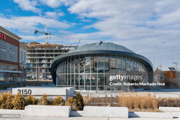 The Vaughan Metropolitan Centre exterior architectural details. The new TTC station at the Toronto-York Spadina Subway Extension. The extension is...