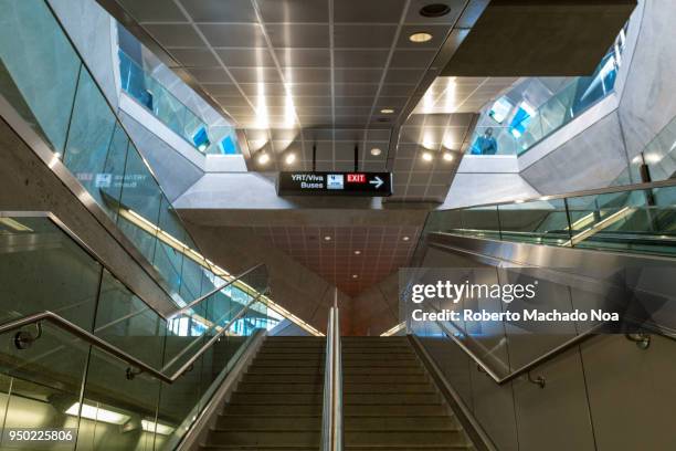 The Vaughan Metropolitan Centre indoors architectural details. The new TTC station at the Toronto-York Spadina Subway Extension. The extension is the...