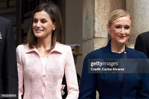 Queen Letizia of Spain and President of Madrid's regional government Cristina Cifuentes attend the 'Miguel de Cervantes 2017Õ Award, given to...