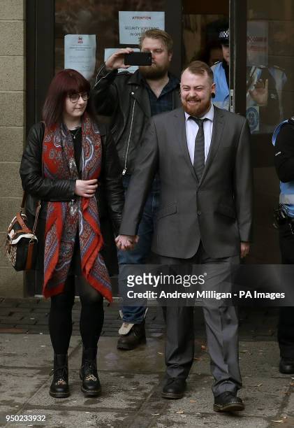 Mark Meechan leaves Airdrie Sheriff Court where he appeared for sentencing after he was found guilty of an offence under the Communications Act for...