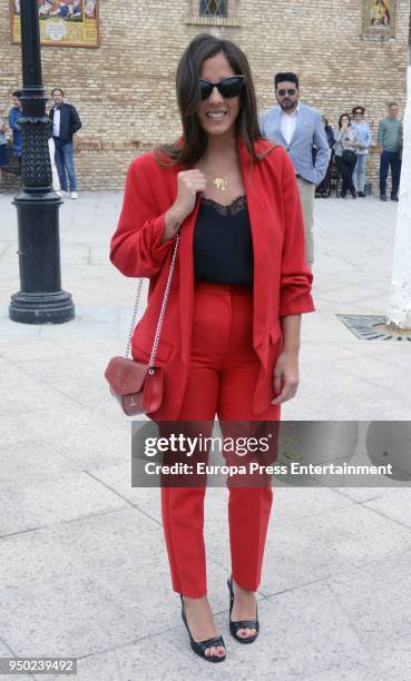 Anabel Pantoja attends the christening of Kiko Rivera and Irene Rosales's daughter Carlota Rivera on April 21, 2018 in Seville, Spain.