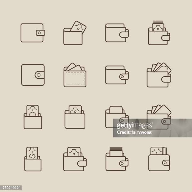 wallet and money icons - wallet stock illustrations