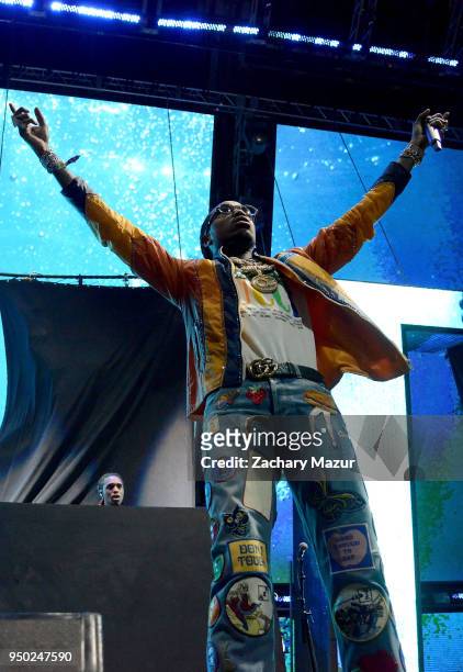 Quavo of Migos performs onstage during the 2018 Coachella Valley Music and Arts Festival at the Empire Polo Field on April 22, 2018 in Indio,...