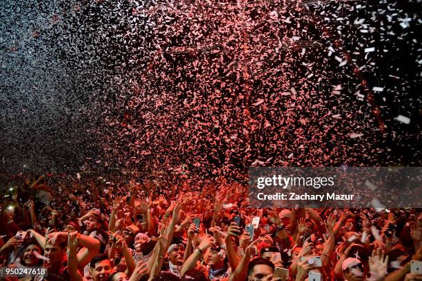 Festivalgoers duing the 2018 Coachella Valley Music and Arts Festival at the Empire Polo Field on April 22, 2018 in Indio, California.