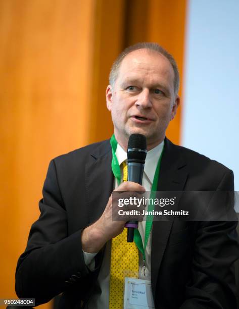 Eckhard Wolf, Sales Manager Microgrids and Distributed Generation, ABB speaks during the 'Berlin Energy Transition Dialogue' on April 17, 2018 in...
