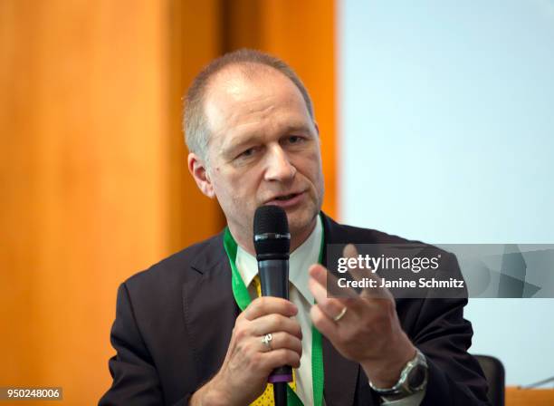 Eckhard Wolf, Sales Manager Microgrids and Distributed Generation, ABB speaks during the 'Berlin Energy Transition Dialogue' on April 17, 2018 in...