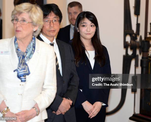 Princess Mako of Akishino is seen prior to the visit of King Carl XVI Gustaf of Sweden, Queen Silvia of Sweden at the exhibition "The Art of Natural...