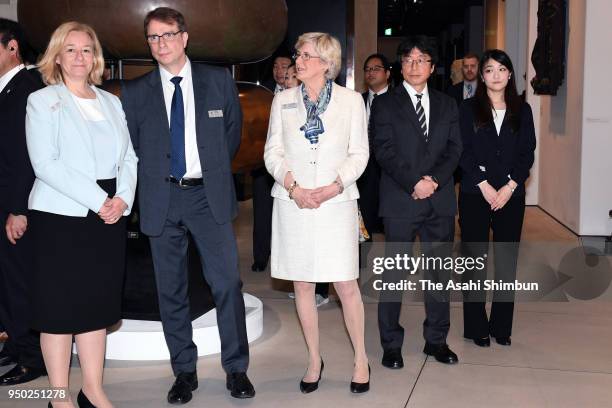 Princess Mako of Akishino is seen prior to the visit of King Carl XVI Gustaf of Sweden, Queen Silvia of Sweden at the exhibition "The Art of Natural...