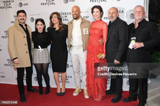 Eric Fleischman, Natalie Qasabian, Eva Vives, Common, Mary Elizabeth Winstead, Sean Tabibian and Greg Hannley attend 2018 Tribeca Film Festival 'All...