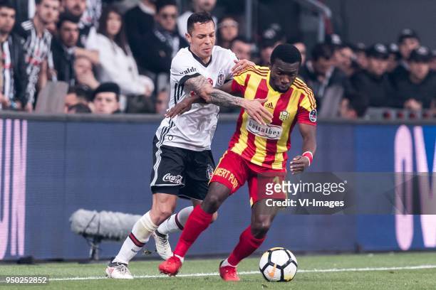 Adriano Correia Claro of Besiktas JK , Okechukwu Azubuike of Evkur Yeni Malatyaspor during the Turkish Spor Toto Super Lig football match between...