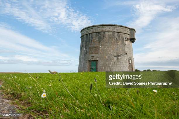 a martello tower in skerries, dublin, ireland - martello tower stockfoto's en -beelden
