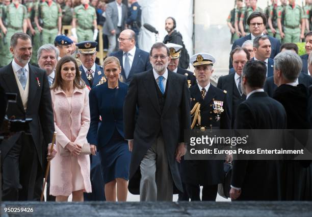 King Felipe VI of Spain, Queen Letizia of Spain, Cristina Cifuentes and Mariano Rajoy attend the 'Miguel de Cervantes 2017' Award, given to...