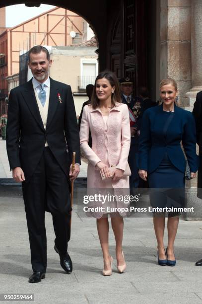 King Felipe VI of Spain, Queen Letizia of Spain and Cristina Cifuentes attend the 'Miguel de Cervantes 2017' Award, given to Nicaraguan writer Sergio...