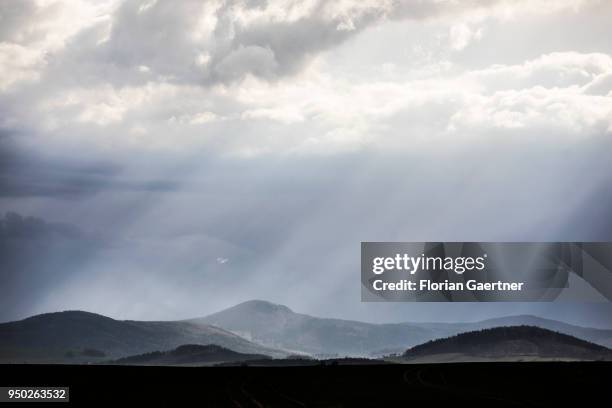 The Zittau Mountains are pictured during sunshine on April 13, 2018 in Zittau, Deutschland.