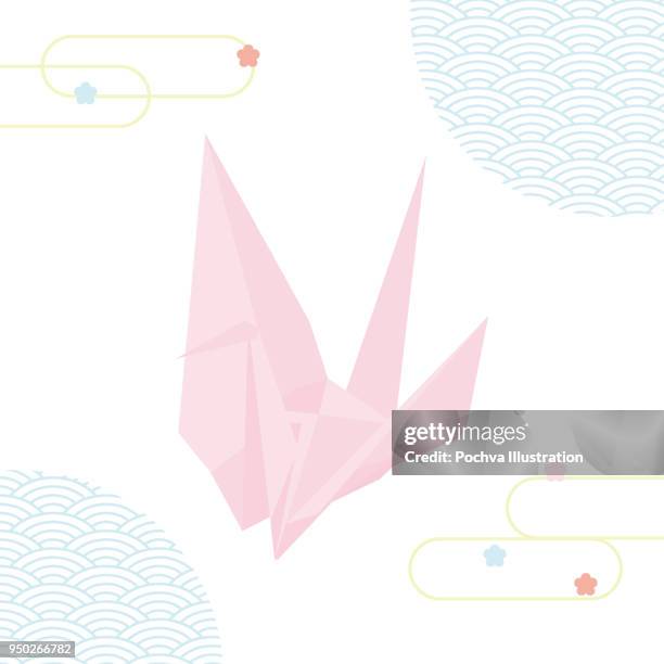 illustrazioni stock, clip art, cartoni animati e icone di tendenza di illustrazione vettoriale di paper origami crane - origami a forma di gru