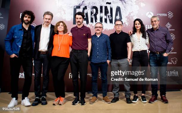 Javier Rey, Pepe Ripoll, Tamar Novas, Jana Perez, Antonio Duran and Carlos Blanco attend 'Farina' Madrid Photocall on April 23, 2018 in Madrid, Spain.