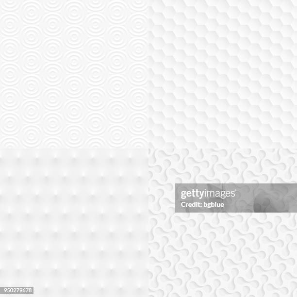 set of abstract geometric textures - trendy white background - white texture stock illustrations