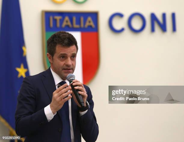 Nicola Rizzoli attends the FIGC meeting at Italian olympic committee on April 23, 2018 in Rome, Italy.