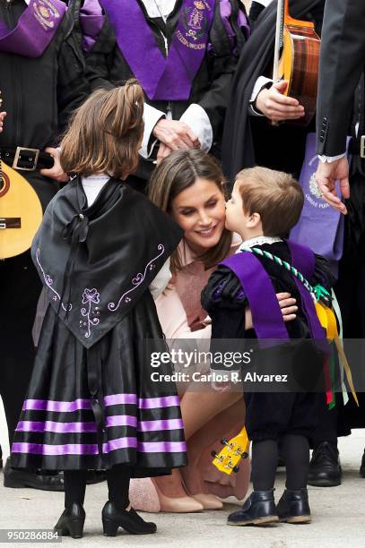 Queen Letizia of Spain attends the 'Miguel de Cervantes 2017Õ Award, given to Nicaraguan author Sergio Ramirez at the Alcala de Henares University on...