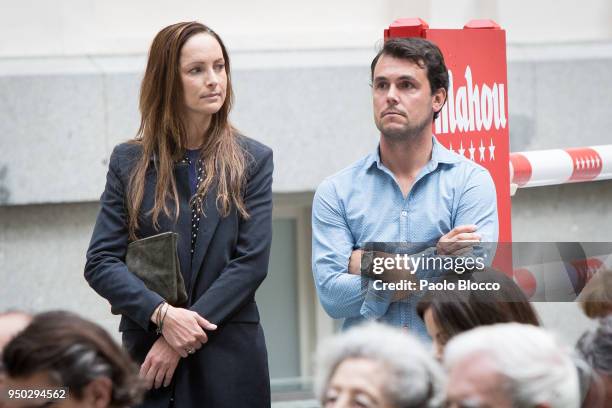 Sergio Alvarez Moya and Nina Ulenberg are seen on April 23, 2018 in Madrid, Spain.