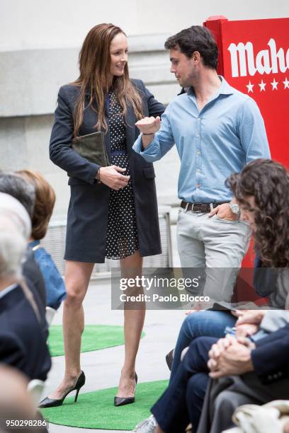 Sergio Alvarez Moya and Nina Ulenberg are seen on April 23, 2018 in Madrid, Spain.