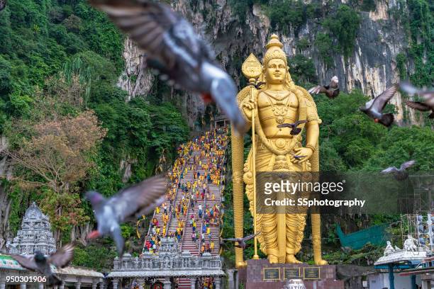 thaipusam celebration in batu cave - batu caves stock pictures, royalty-free photos & images
