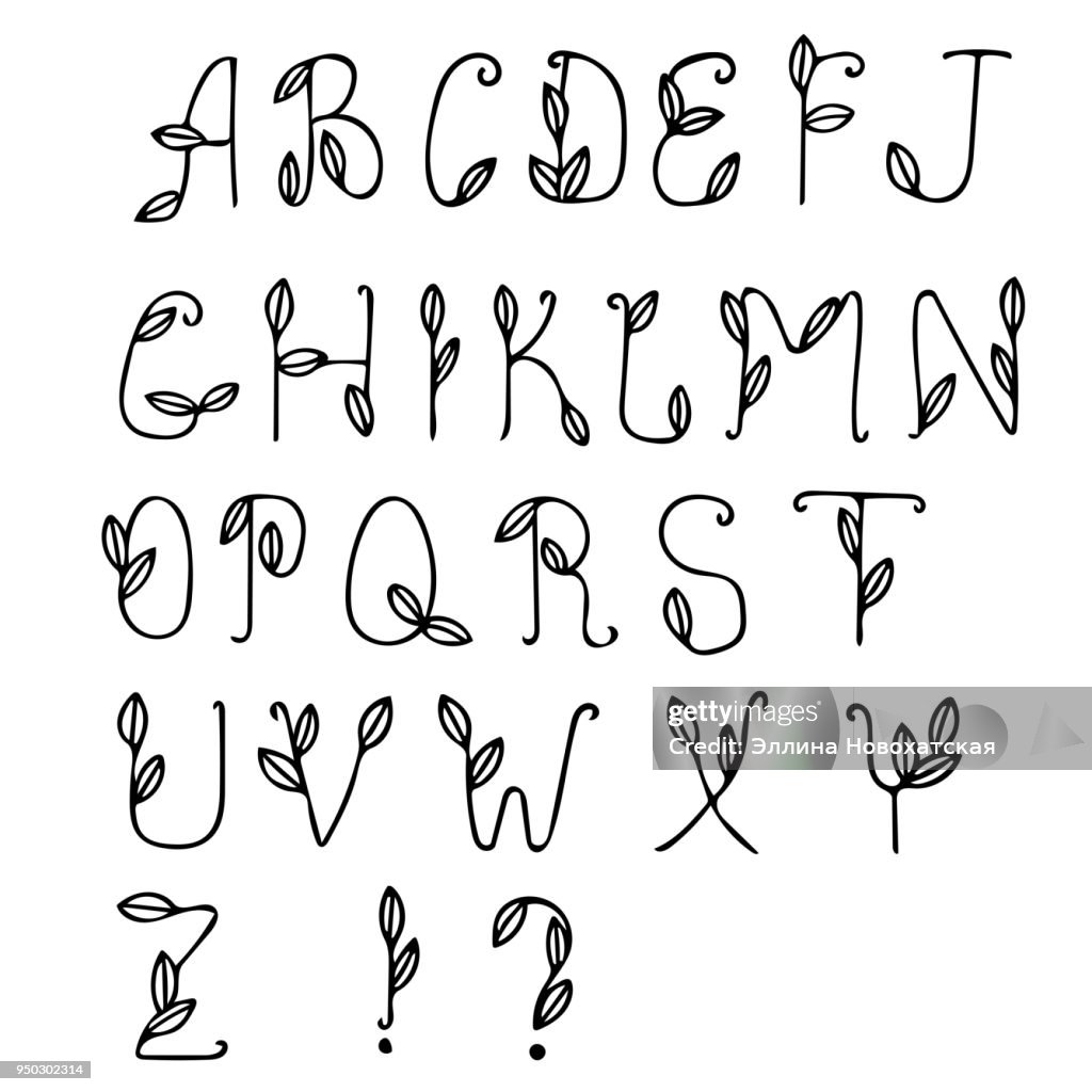 Ac Letters Hand Drawn Abc Letters Isolated On White Background High-Res Vector ...