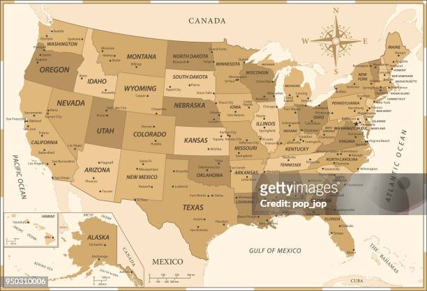 map of united states - vintage vector - new york state map vector stock illustrations