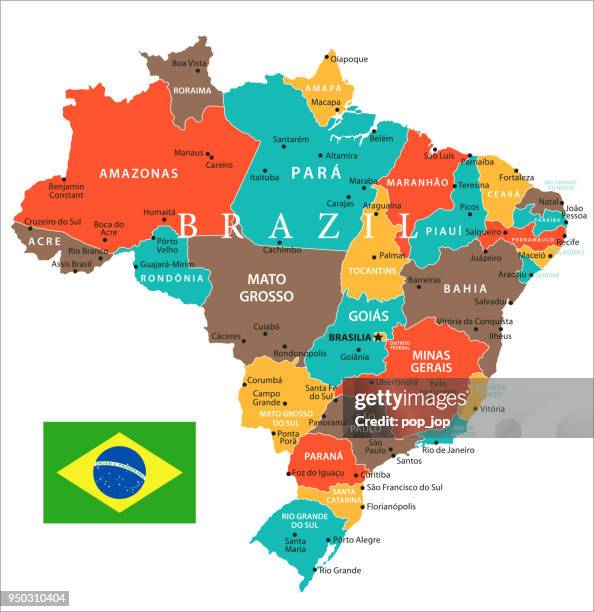 karte von brasilien - vektor - curitiba stock-grafiken, -clipart, -cartoons und -symbole