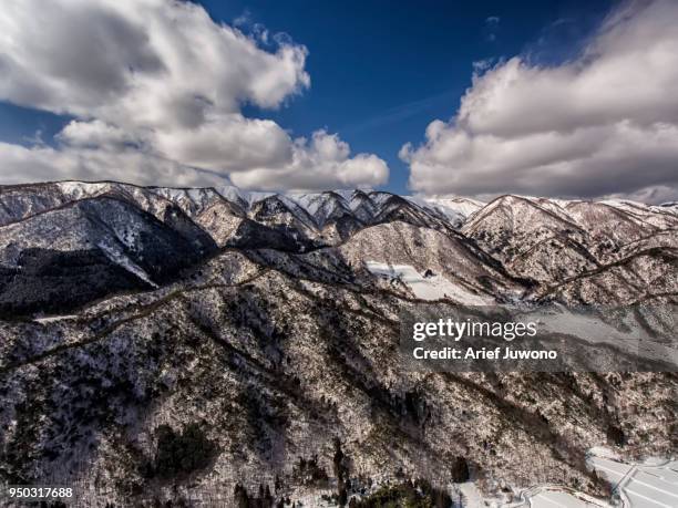 views of the snowy mountains - 高島市 ストックフォトと画像