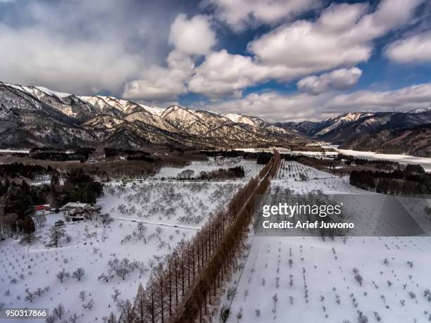 views of the mountains in winter - 高島市 ストックフォトと画像