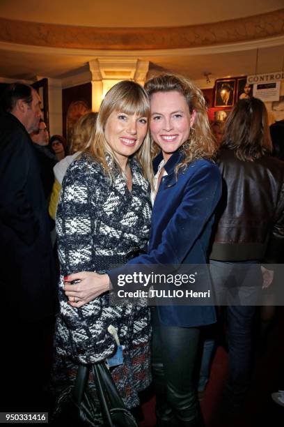 Premiere of the play Douce-Amere at the Theatre de Bouffes-Parisiens in Paris on March 26, 2018. Melanie Page and Mathilde Penin are photographed for...