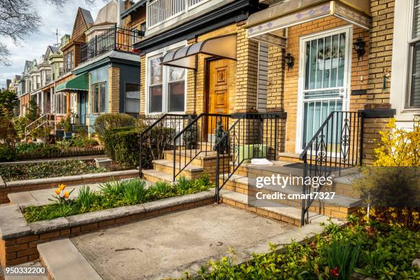 brooklyn rowhouses - door canopy stock pictures, royalty-free photos & images