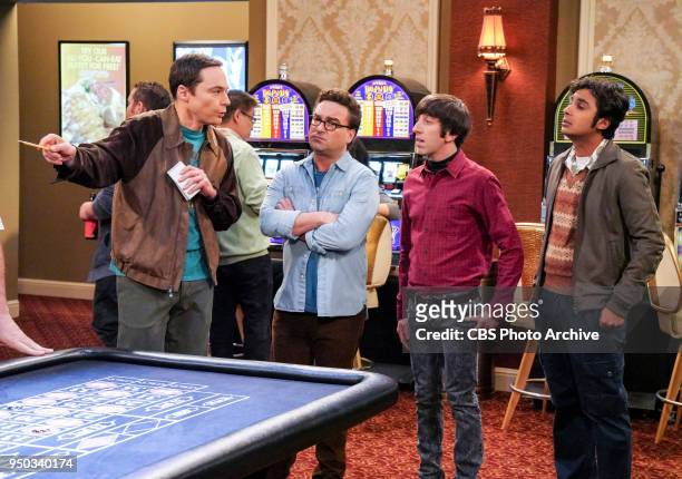 The Monetary Insufficiency" - Pictured: Sheldon Cooper , Leonard Hofstadter , Howard Wolowitz and Rajesh Koothrappali . Sheldon goes to Vegas to win...