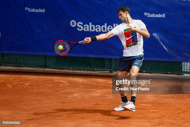 Grigor Dimirov from Bulgaria training during the Barcelona Open Banc Sabadell 66º Trofeo Conde de Godo at Reial Club Tenis Barcelona on 23 of April...