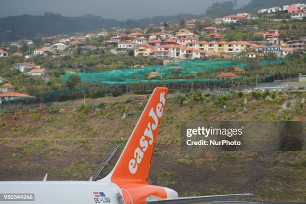 EasyJet aircraft seen grounded at Cristiano Ronaldo Madeira International Airport, as flights been cancelled and others are experiencing significant...