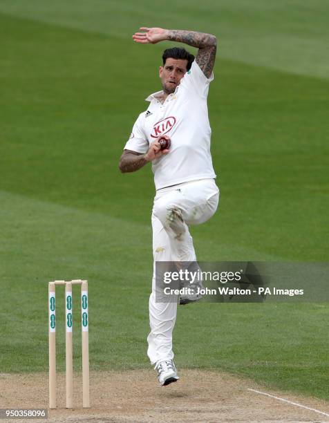 Surrey's Jade Dernbach during the Specsavers County Championship Division One match at the Kia Oval, London.