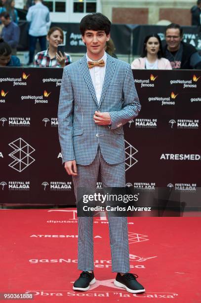 Actor Alvaro Fontalba attends the 21th Malaga Film Festival closing ceremony at the Cervantes Teather on April 21, 2018 in Malaga, Spain.