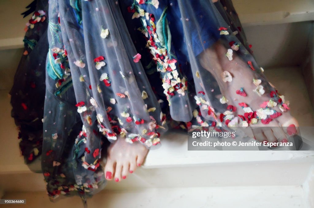 Flower Dress and Pretty Feet