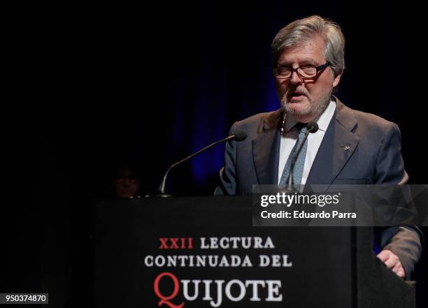 Minister of Education Inigo Mendez de Vigo attends the 'El Quijote' lecture at Circulo de Bellas Artes on April 23, 2018 in Madrid, Spain.